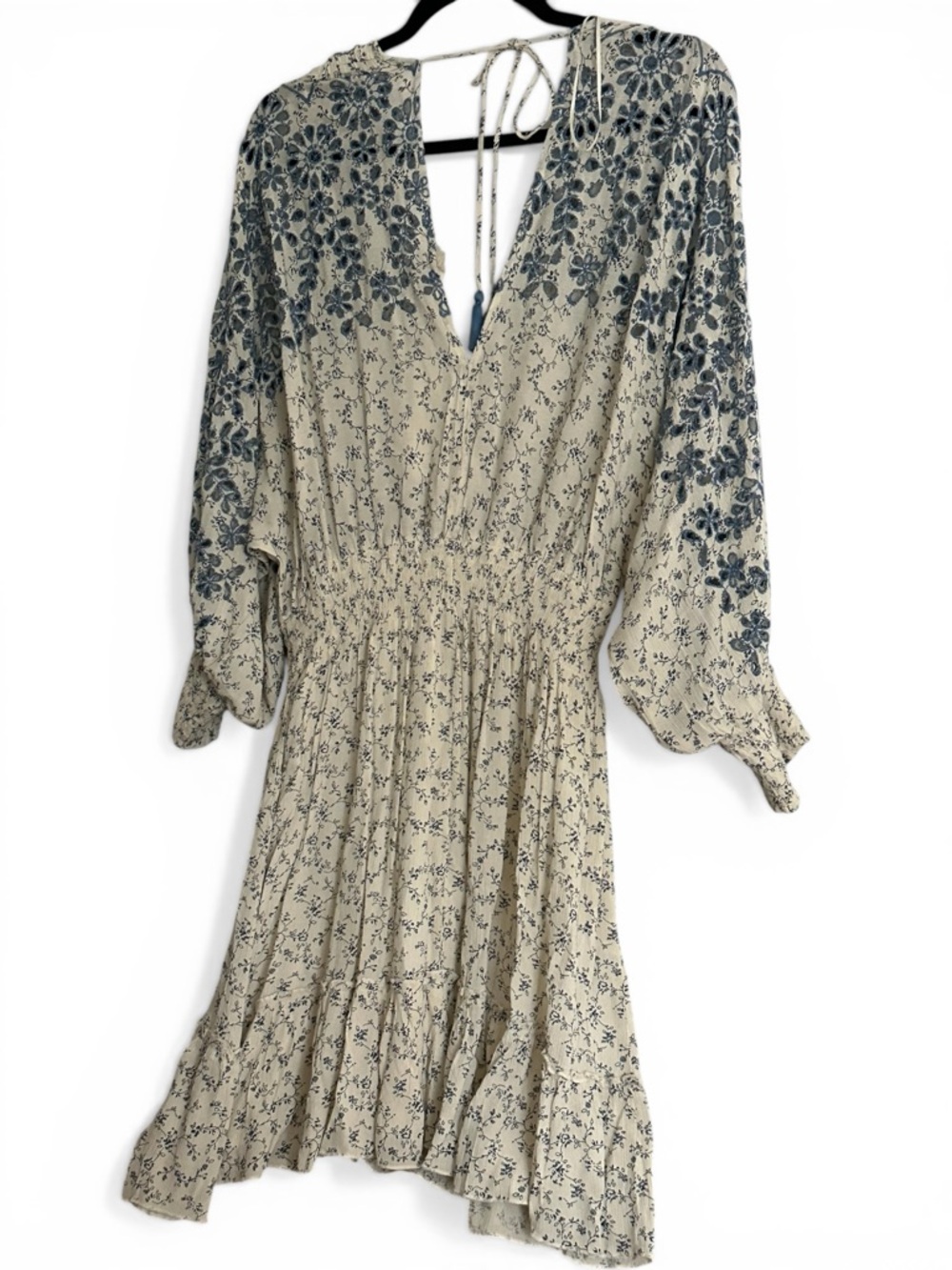 lovestitch Cream Dress with Blue Floral Embroidery - Picture 2 of 6